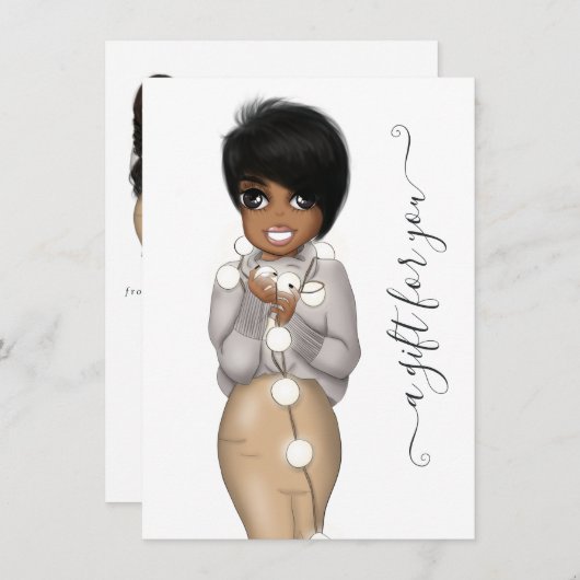 冬のクリスマスアフリカ系アメリカ人プランナー人形 (正面/裏面)