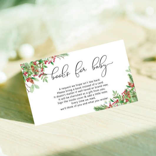 冬のクリスマスエバーグリーンブックベビーチケット エンクロージャーカード