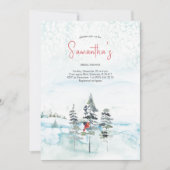 冬のクリスマスエバーグリーンブライダルシャワー 招待状 (正面)