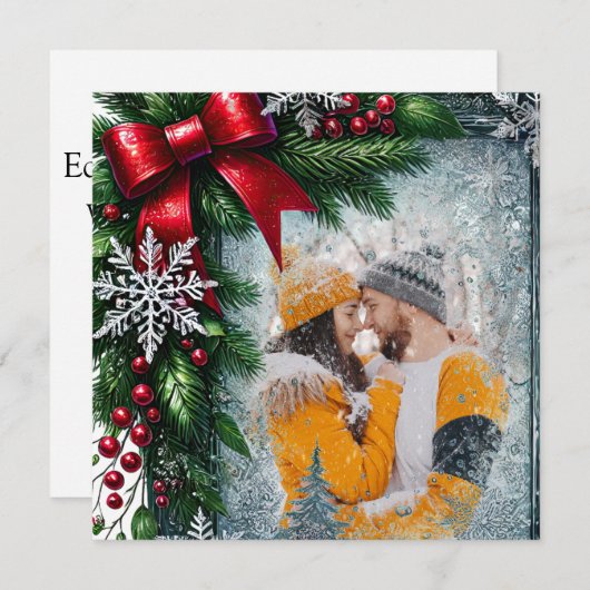 冬のクリスマスエバ縁どリ シーズンカード (正面/裏面)