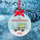 冬のクリスマスカントリー雪パーソナライズされた片 セラミックオーナメント
