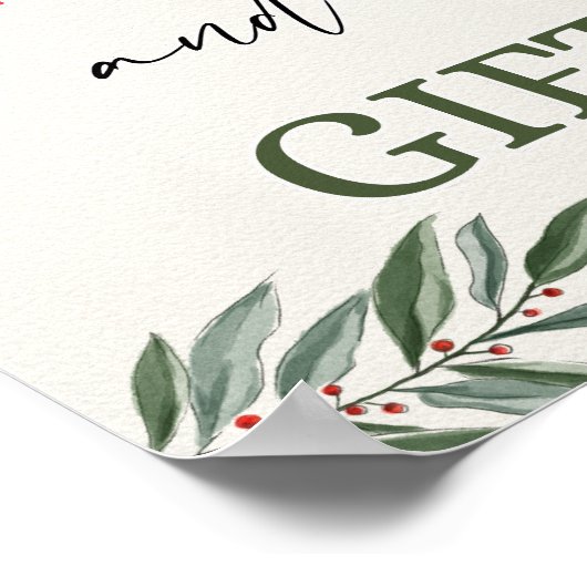 冬のクリスマスカードとギフトテーブルサイン ポスター (角)