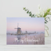 冬のクリスマスカードの日の出と風車 シーズンカード (スタンド正面)