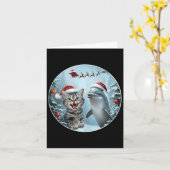 冬のクリスマスキャットドルフィンラバーサンセラフィー カード (黄色い花)