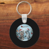 冬のクリスマスキャットドルフィンラバーサンセラフィー キーホルダー (正面)