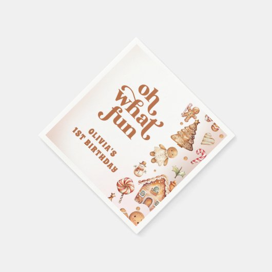 冬のクリスマスクッキー誕生日パーティー スタンダードカクテルナプキン (角)