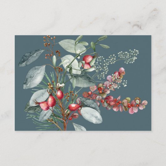 冬のクリスマスグリーンティール（緑がかった色）詳細結婚ズ エンクロージャーカード (裏面)