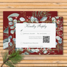 冬のクリスマスグリーン結婚リーレッドのQRコード