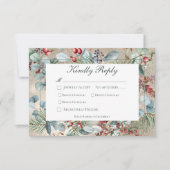 冬のクリスマスグリーン金ゴールド3ディナー 出欠カード (正面)