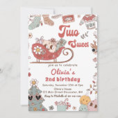 冬のクリスマスグルービー2つの甘い2番目の誕生日 招待状 (正面)