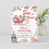 冬のクリスマスグルービー2つの甘い2番目の誕生日 招待状 (スタンド正面)