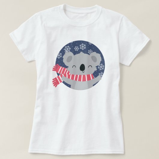 冬のクリスマスコアラのクマTシャツ Tシャツ (デザイン正面)
