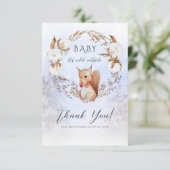 冬のクリスマスコットン雪の赤ちゃんシャワー サンキューカード (スタンド正面)