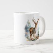 冬のクリスマスコーヒーマグの美しい鹿 ジャンボコーヒーマグカップ (正面右)