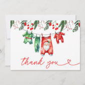 冬のクリスマスサンタ赤ちゃんシャワー歓迎サイン サンキューカード (正面)