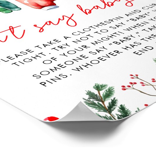 冬のクリスマスサンタ赤ちゃんシャワー言わないベビー ポスター (角)