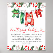 冬のクリスマスサンタ赤ちゃんシャワー言わないベビー ポスター (正面)