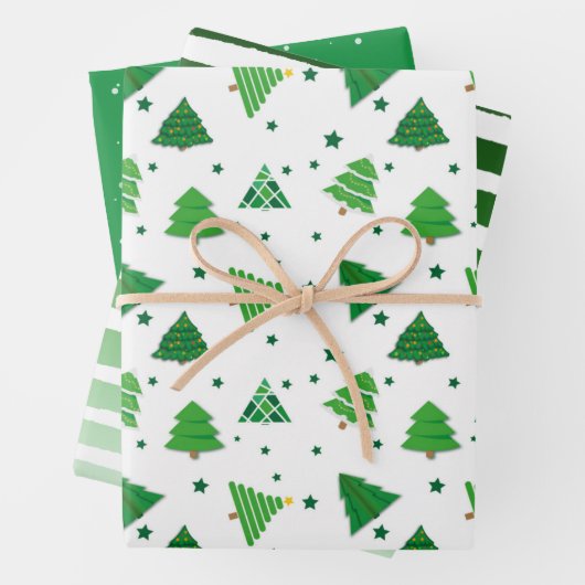 冬のクリスマスシェードのグリーンギフト ラッピングペーパーシート (インサイチュ)