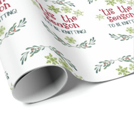 冬のクリスマスシーズンは編み物 ラッピングペーパー