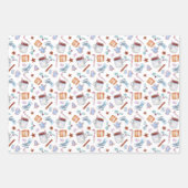 冬のクリスマスシーズンキャンディーキャンズアイススケート ラッピングペーパーシート (正面)