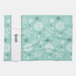 冬のクリスマスシーズンターコイズ – 青 キッチンタオル