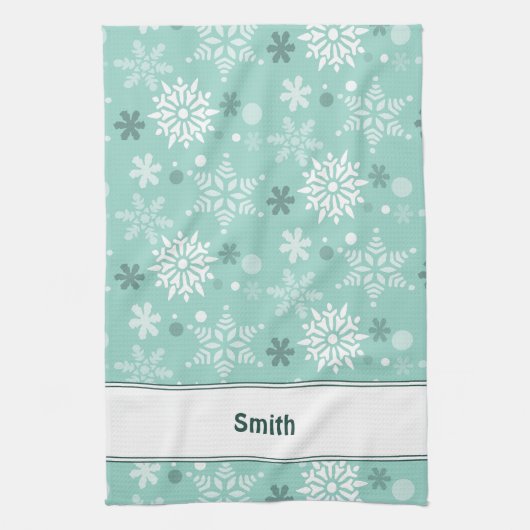 冬のクリスマスシーズンターコイズ – 青 キッチンタオル (縦)