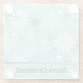 冬のクリスマスシーズン名ターコイズ – 青 ガラスコースター (裏面)