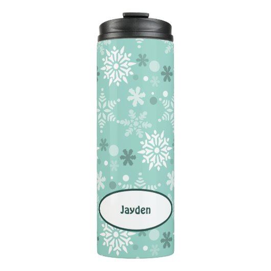 冬のクリスマスシーズン名ターコイズ – 青 タンブラー (正面)