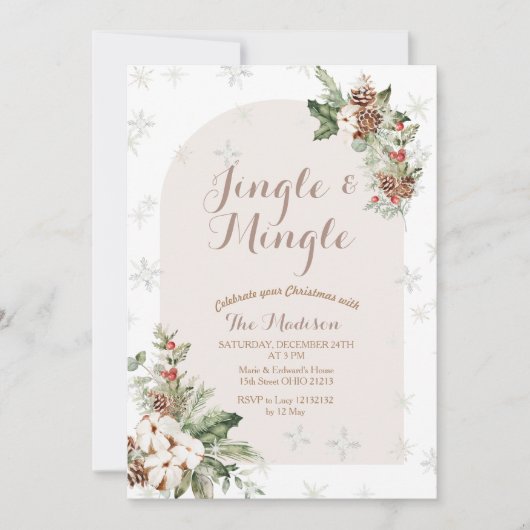 冬のクリスマスシーズン結婚した 招待状 (正面)