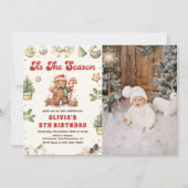 冬のクリスマスジンジャーブレッドクッキーの誕生日写真 招待状 (正面)