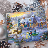 冬のクリスマスススススノーコテージ シーズンポストカード