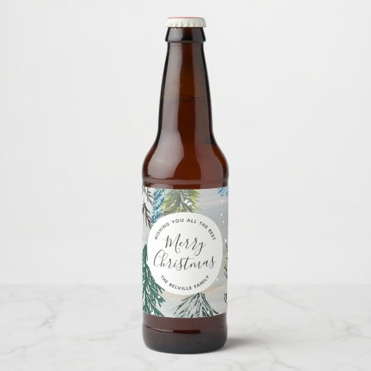 冬のクリスマスステッカーに魅了 ビールラベル (正面)