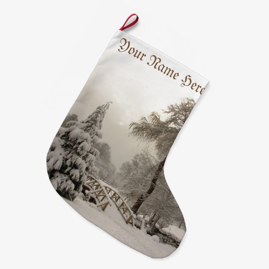 冬のクリスマスストッキングパーソナライズされたストッキング ラージクリスマスストッキング (正面 (吊り時))
