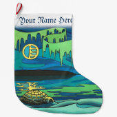 冬のクリスマスストッキング 個人名入りのストッキング ラージクリスマスストッキング (正面)