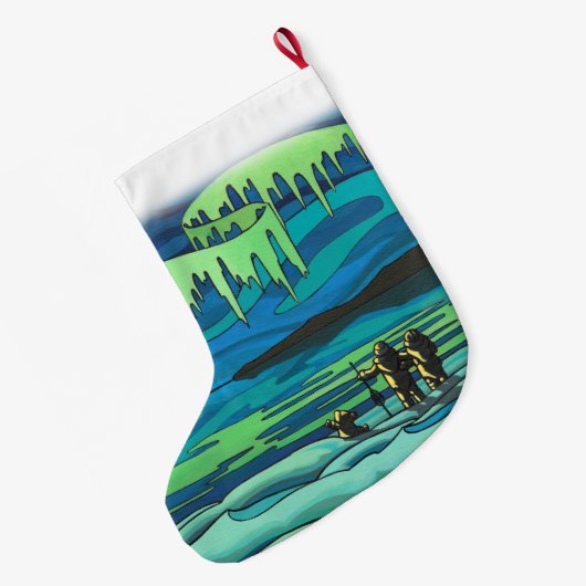 冬のクリスマスストッキング 個人名入りのストッキング ラージクリスマスストッキング (裏面 (吊り時))