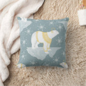 冬のクリスマススノーフレークのシロクマ氷山ブルー クッション (ブランケット)