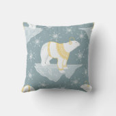 冬のクリスマススノーフレークのシロクマ氷山ブルー クッション (裏面)