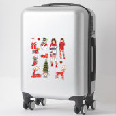冬のクリスマスセーターかわいいクリスマスパジャマ シール (スーツケース)