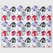 冬のクリスマスセーターとホットチョコレート ラッピングペーパー (フラット)