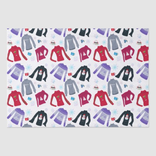 冬のクリスマスセーターとホットチョコレート 薄葉紙 (正面)