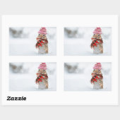 冬のクリスマスチップムンク 長方形シール (シート)