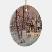 冬のクリスマスチャーチ セラミックオーナメント (右)