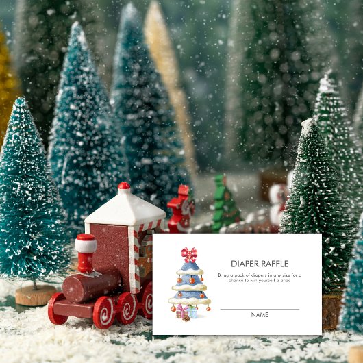 冬のクリスマスツリーおむつくじ ベビーシャワー エンクロージャーカード