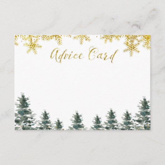 冬のクリスマスツリーのベビーシャワーのアドバイスカード エンクロージャーカード (正面)