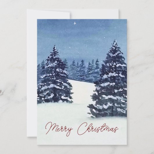 冬のクリスマスツリーのホリデーカード シーズンカード (正面)