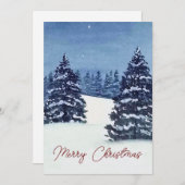 冬のクリスマスツリーのホリデーカード シーズンカード (正面/裏面)