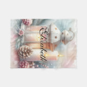 冬のクリスマスツリーの装飾の休日 フリースブランケット (正面(横))