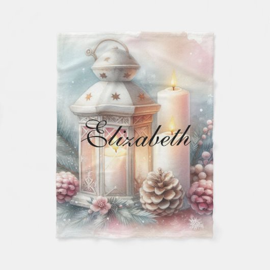 冬のクリスマスツリーの装飾の休日 フリースブランケット (正面)