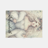 冬のクリスマスツリーの装飾の休日 フリースブランケット (正面(横))