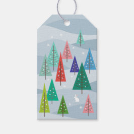 冬のクリスマスツリーインスパイアレトロギフトラベル ギフトタグ